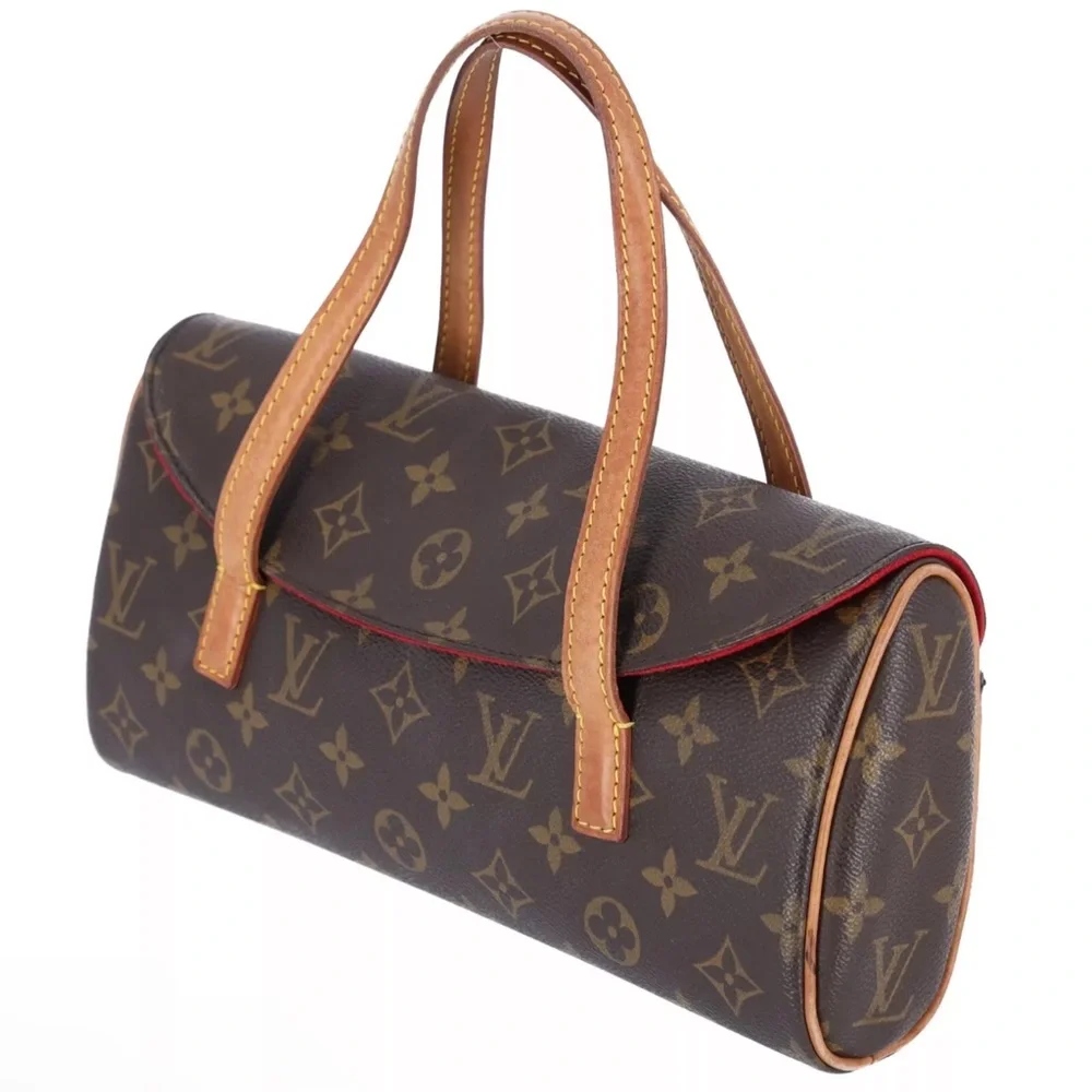 Louis Vuitton Sonatine M51902 Monogram Canvas Handbag Flap Satchel Brown